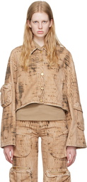 Blumarine Tan Camouflage Denim Jacket