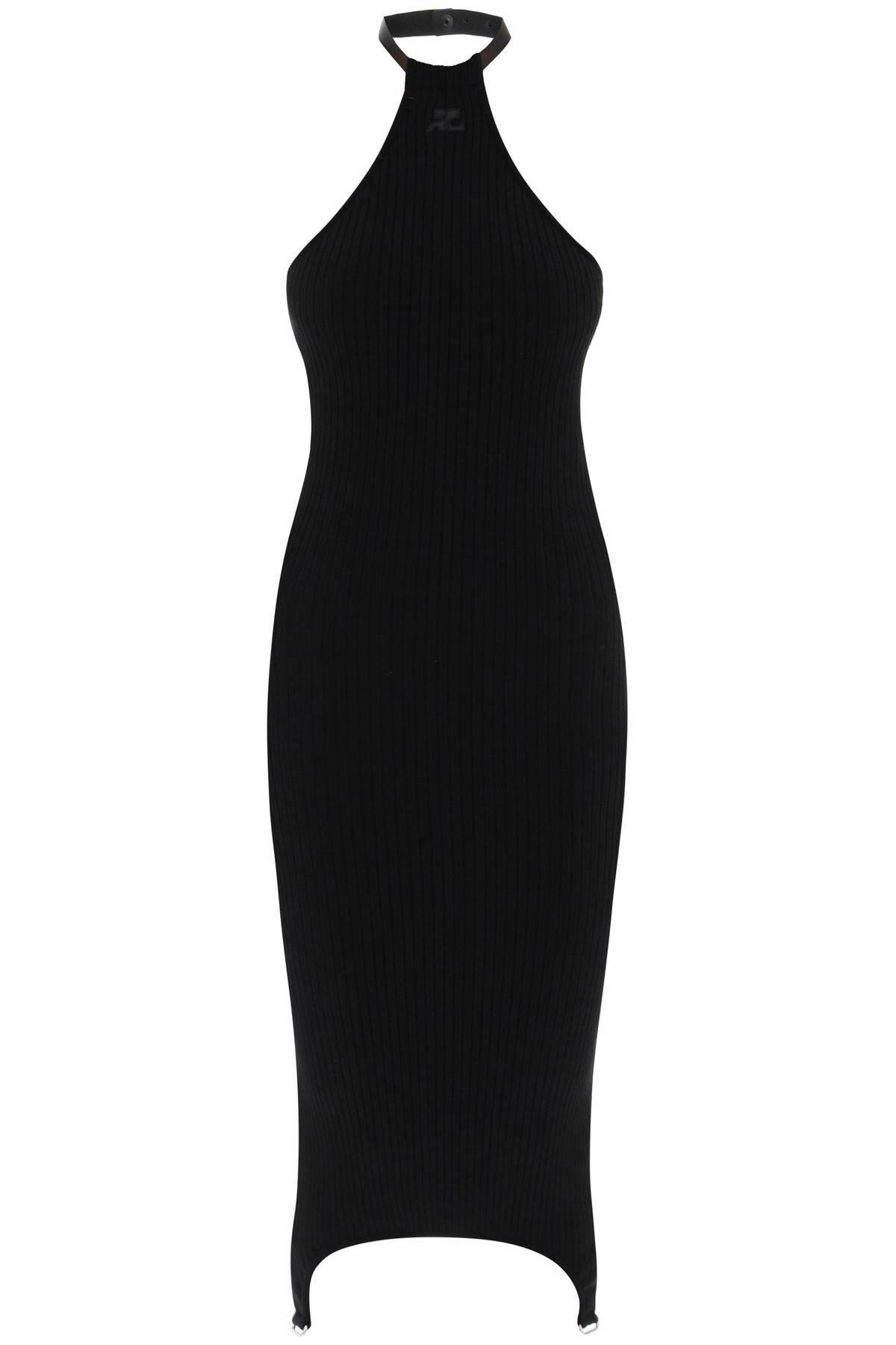ワンピースその他 Courreges Black ribbed midi dress Courrèges One-shoulder Ribbed-knit Midi Dress Black Courreges