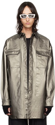 Rick Owens Gunmetal Oversized Outershirt Denim Shirt