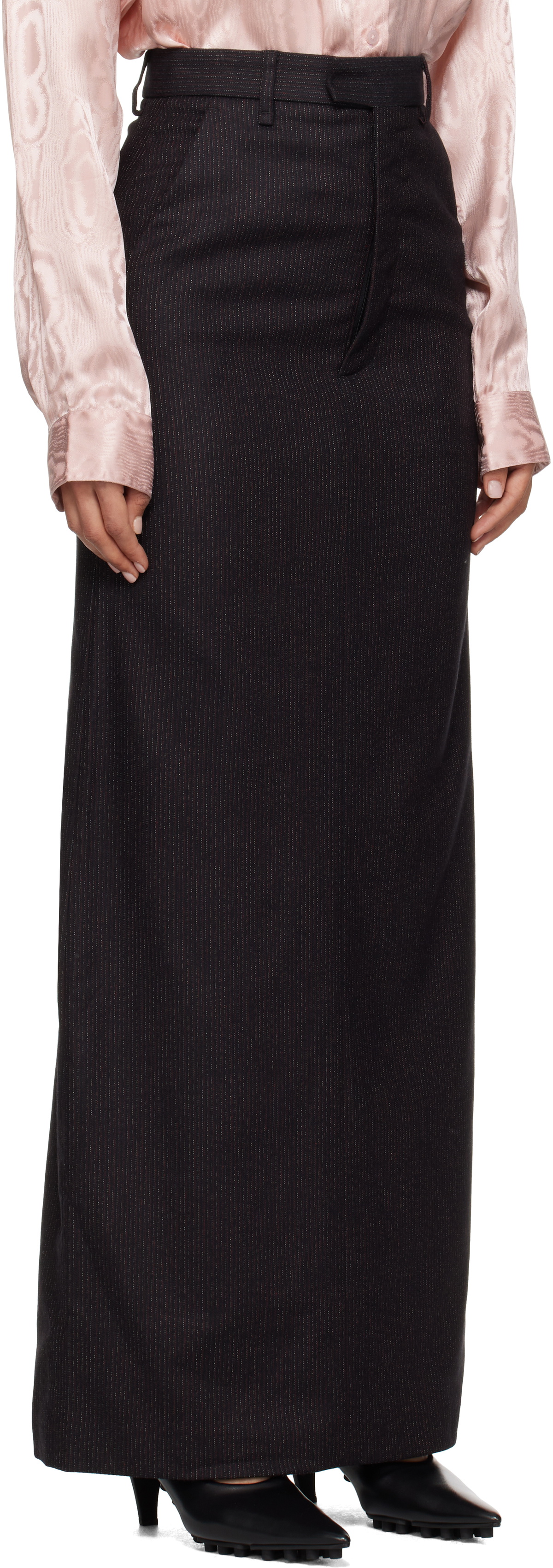 Martine Rose Black Tailored High Waisted Maxi Skirt