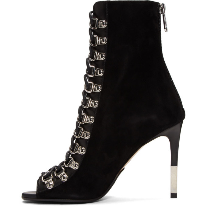 BALMAIN 26S HIGH-HEEL SANDALS 95 MM IN BLACK CALFSKIN
