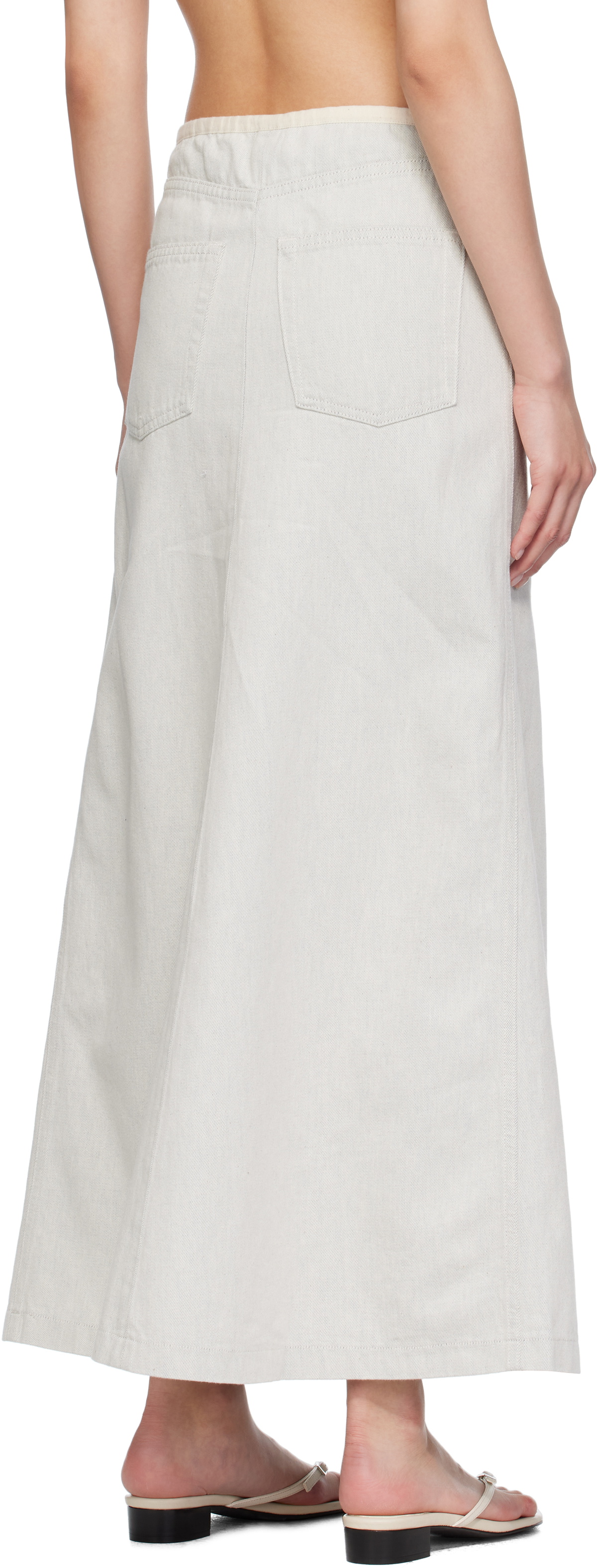 Baserange Off-White & Blue Arthur Denim Maxi Skirt
