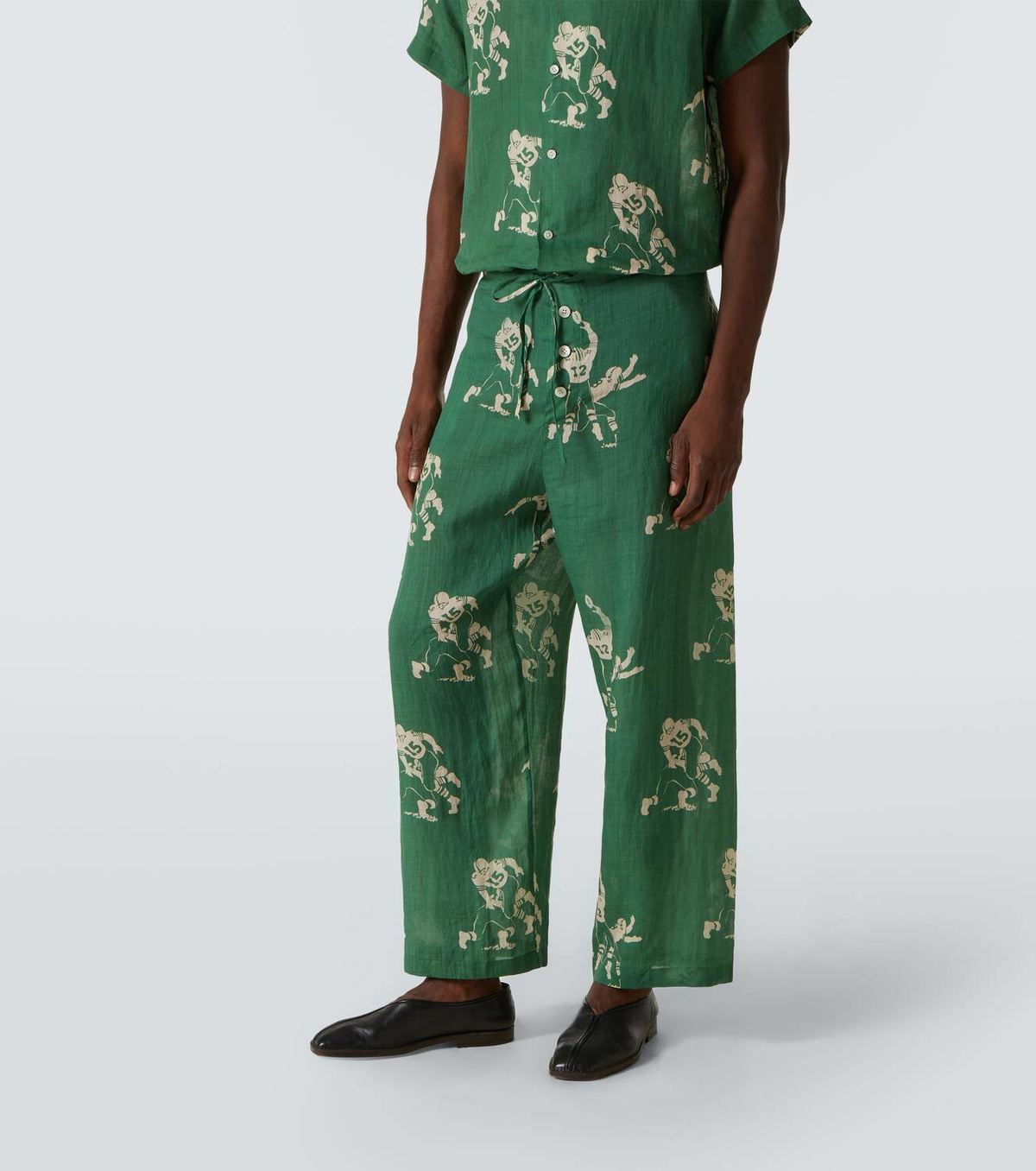 Bode Football linen pajama pants