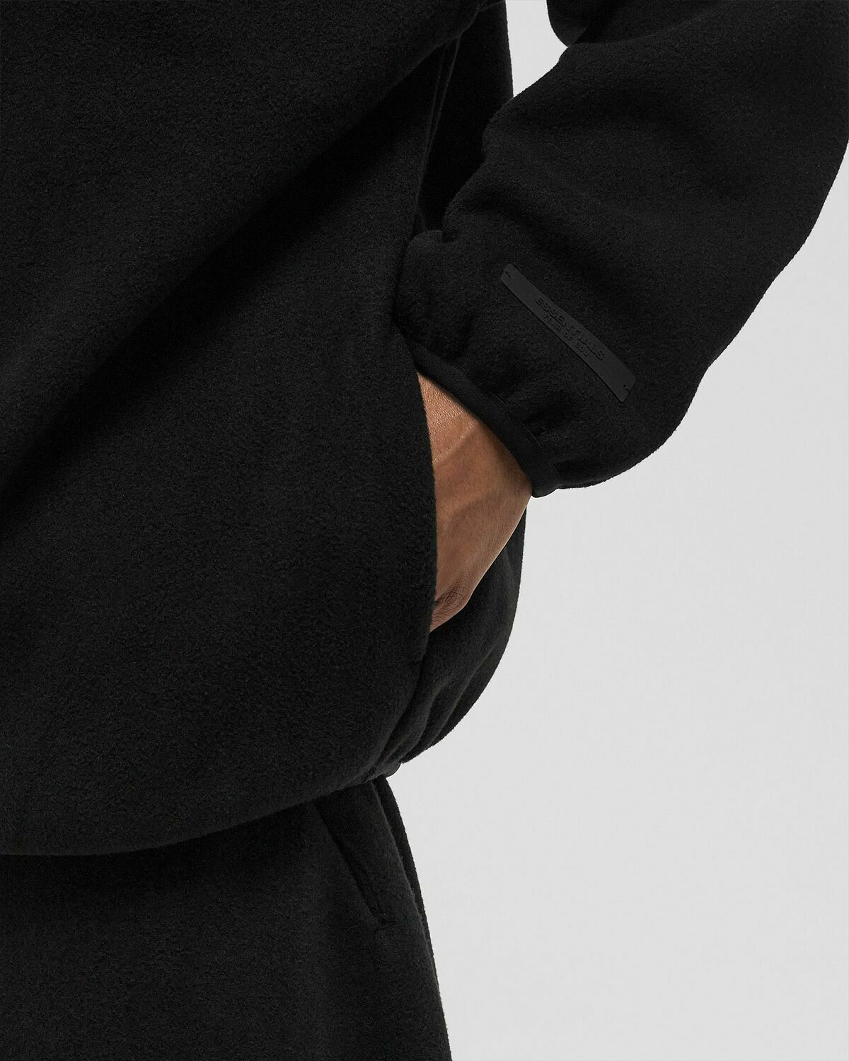 Fear of God Essentials BRUSHED HALF ZIP PULL OVER Black Mens Half