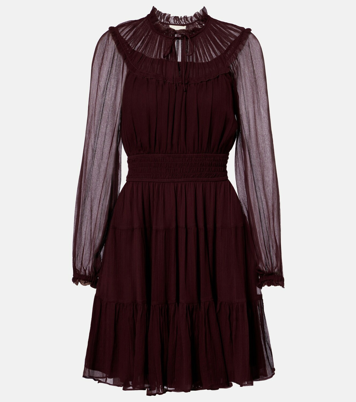 Ulla Johnson Ava tie-neck silk chiffon minidress