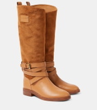 See By Chloé Anim suede-trimmed leather knee-high boots