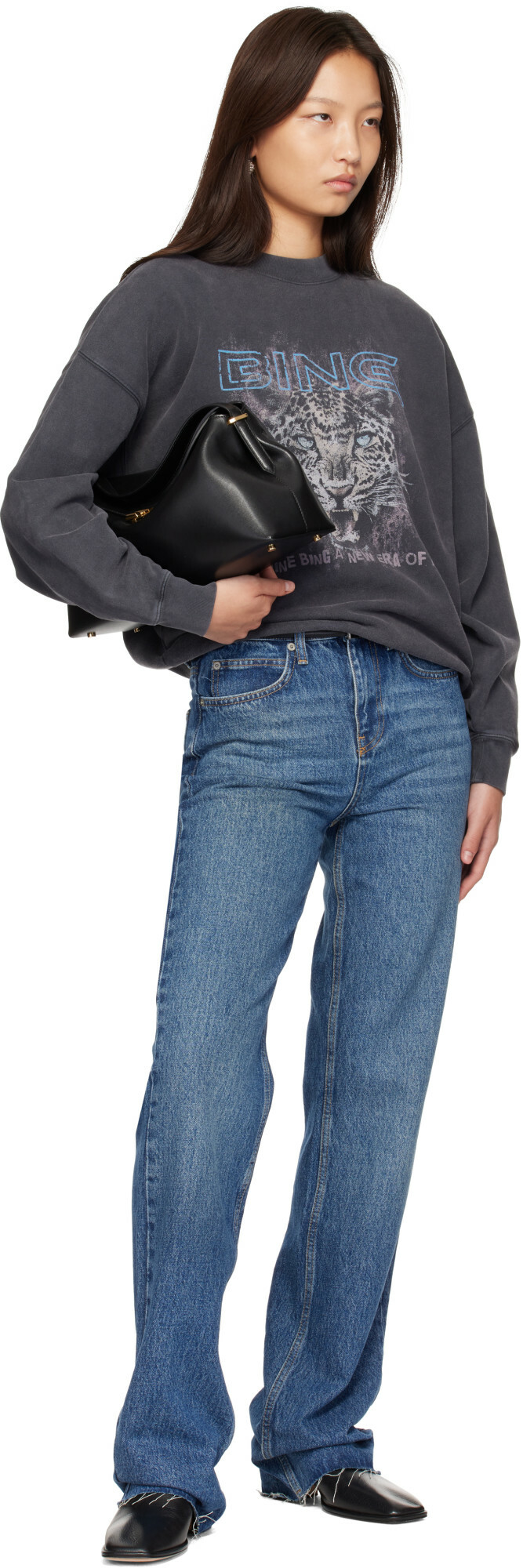 ANINE BING Gray Miles Leo Muse Sweatshirt