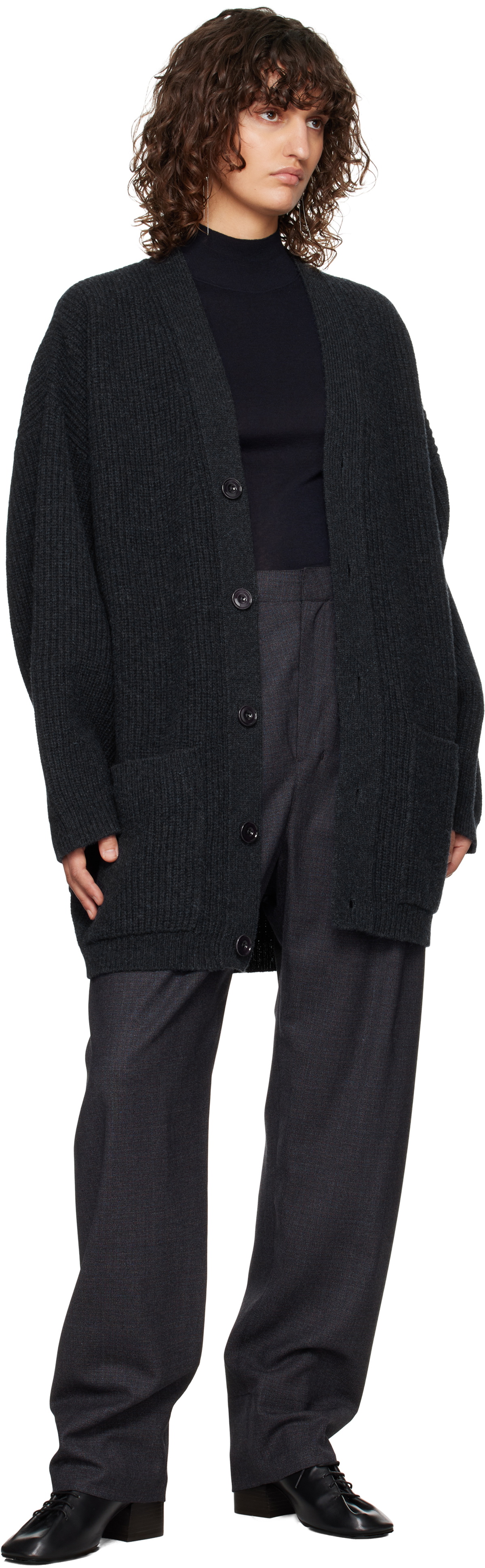 LEMAIRE Navy Felted Cardi Coat Lemaire