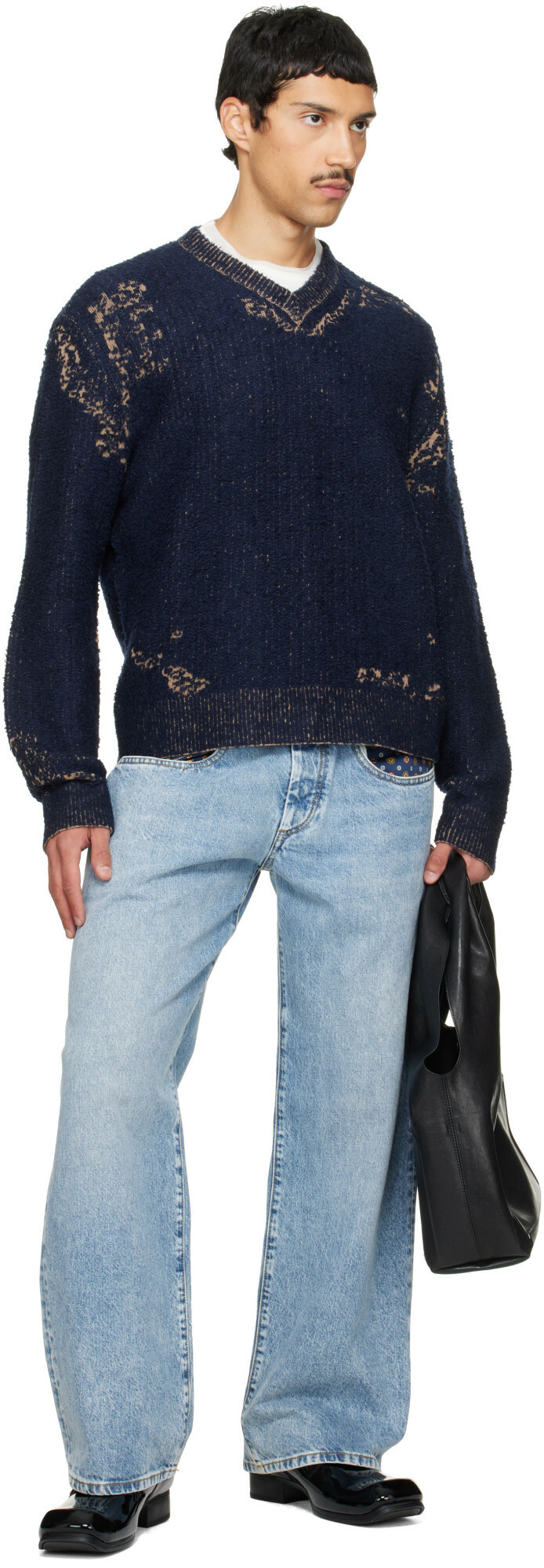 Maison Margiela Navy Acid Knit Sweater