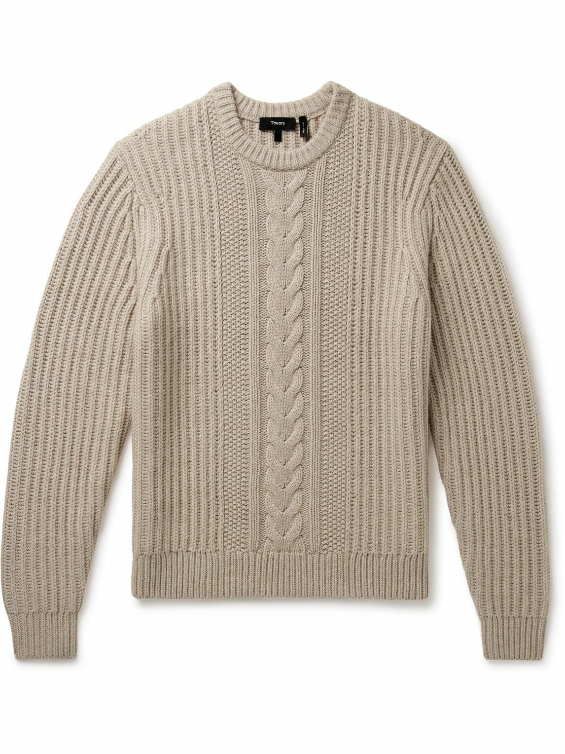 Theory - Vilare Ribbed Cable-Knit Sweater - Neutrals Theory