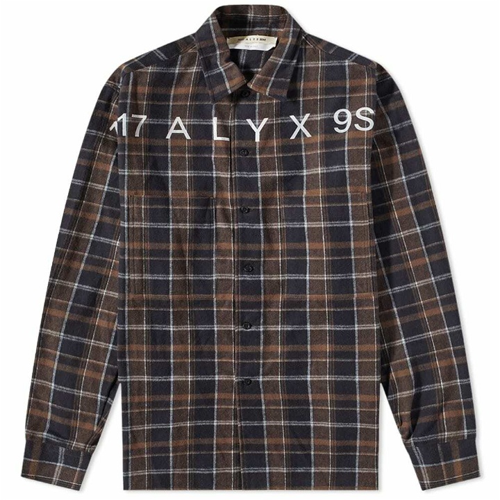 Photo: 1017 ALYX 9SM Men's Logo Flannel Shirt in Brown/Black
