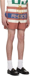Rhude Red & Off-White Pavil Racing Shorts