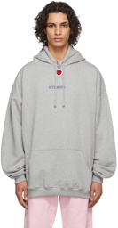 VETEMENTS Grey Logo Label Hoodie