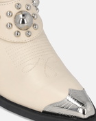 Pinko Texan Style Ankle Boots With Metal Toe Yoghurt