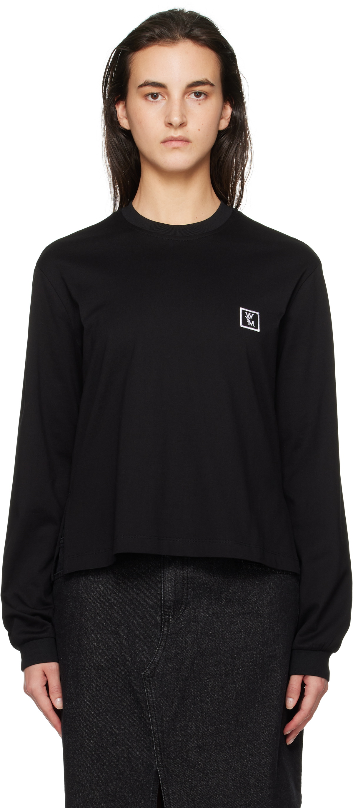 WOOYOUNGMI Black Back Logo Long Sleeve T-shirt