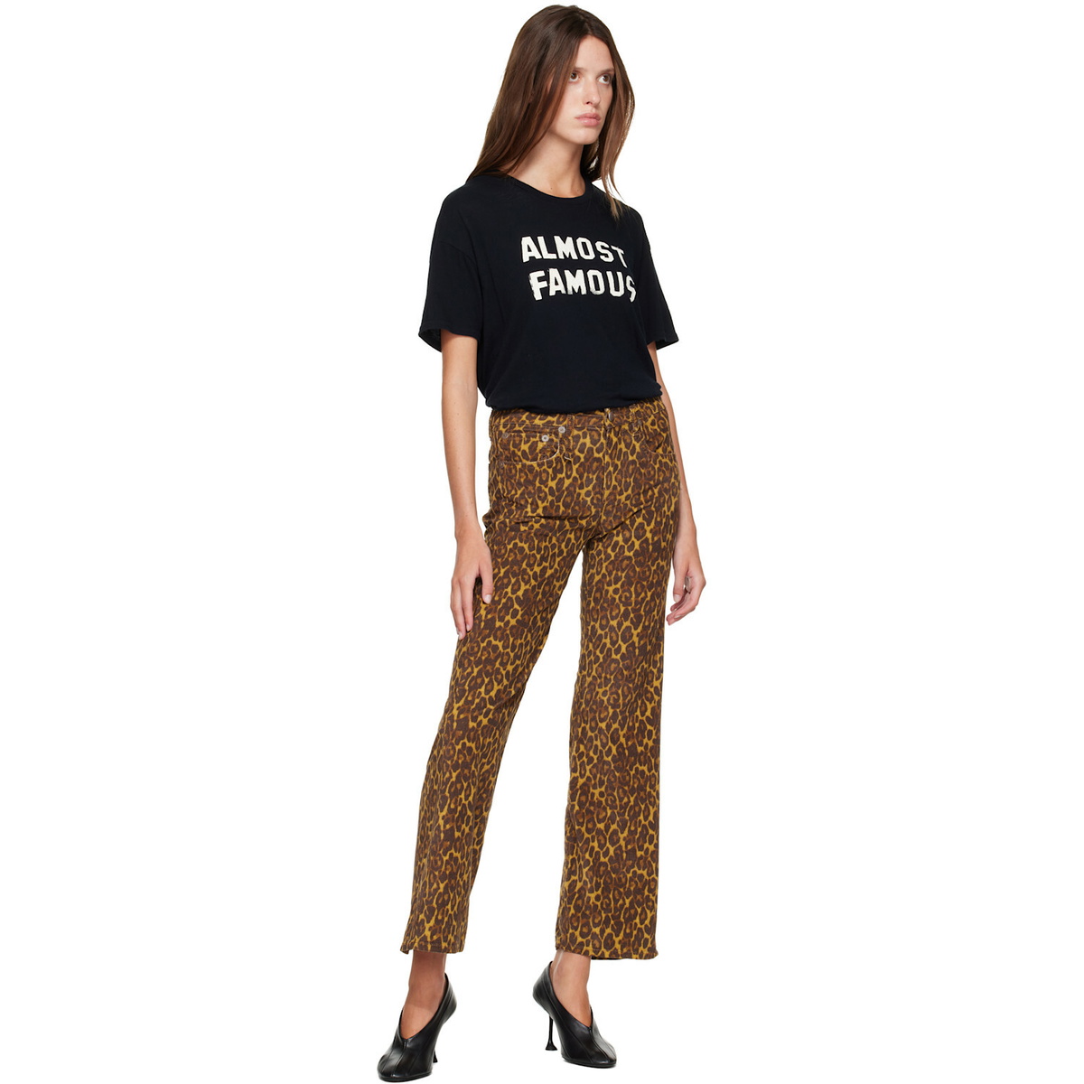 R13 Brown Joan Cropped Flare Jeans