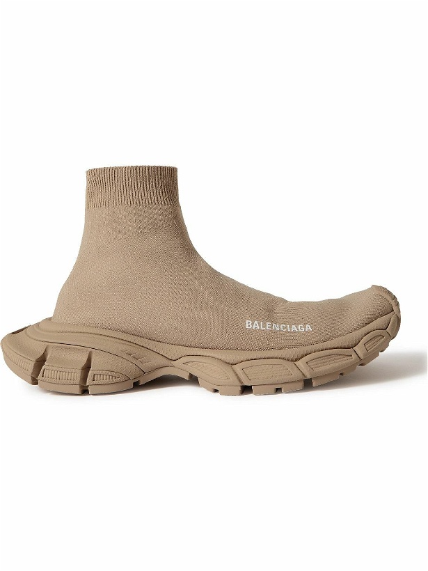 Photo: Balenciaga - 3XL Sock Logo-Print Stretch-Knit Slip-On Sneakers - Neutrals