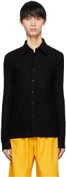 Carlota Barrera Black Spread Collar Shirt
