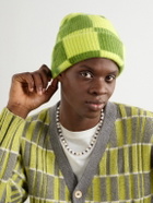The Elder Statesman - Chess Checked Ribbed Cashmere Beanie