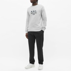 A.P.C. Men's Rufus Embroidered Sweat in Grey Melange