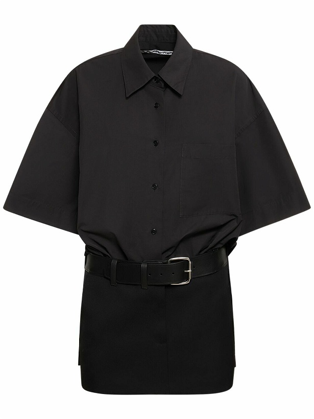 Photo: ALEXANDER WANG - Mini Cotton Shirt Dress W/ Leather Belt