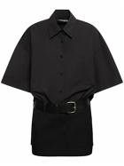 ALEXANDER WANG - Mini Cotton Shirt Dress W/ Leather Belt