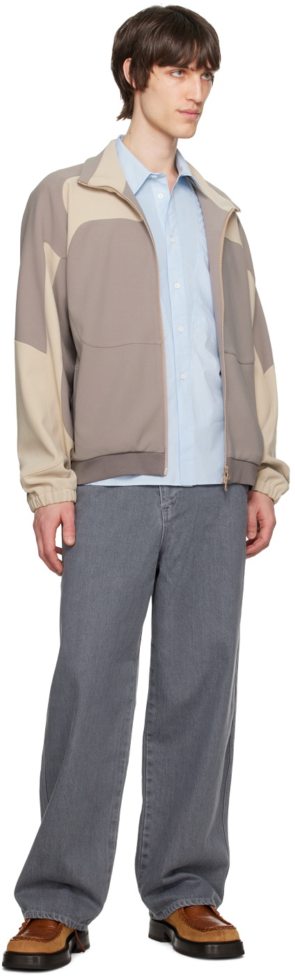 HGBB STUDIO Beige & Taupe Panda Track Jacket