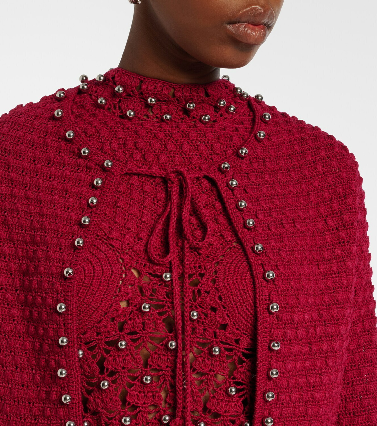 Rabanne Studded crochet cotton cardigan