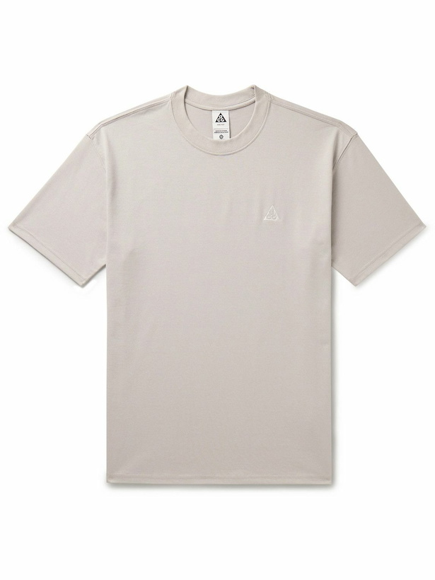 Photo: Nike - ACG Logo-Embroidered Jersey T-Shirt - Neutrals