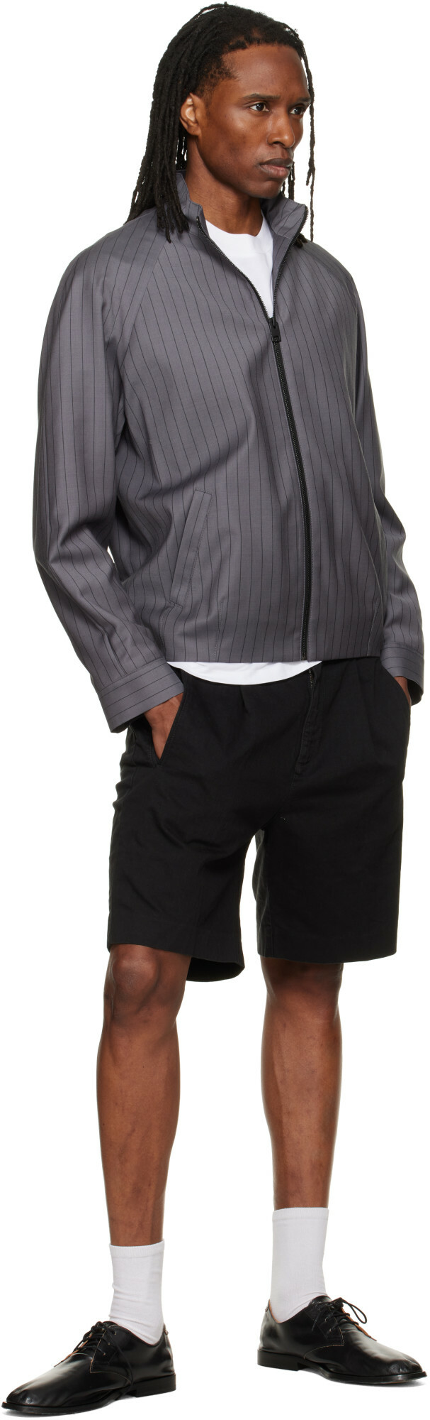 Hugo Gray Slim-Fit Chalk-Stripe Virgin Wool Jacket