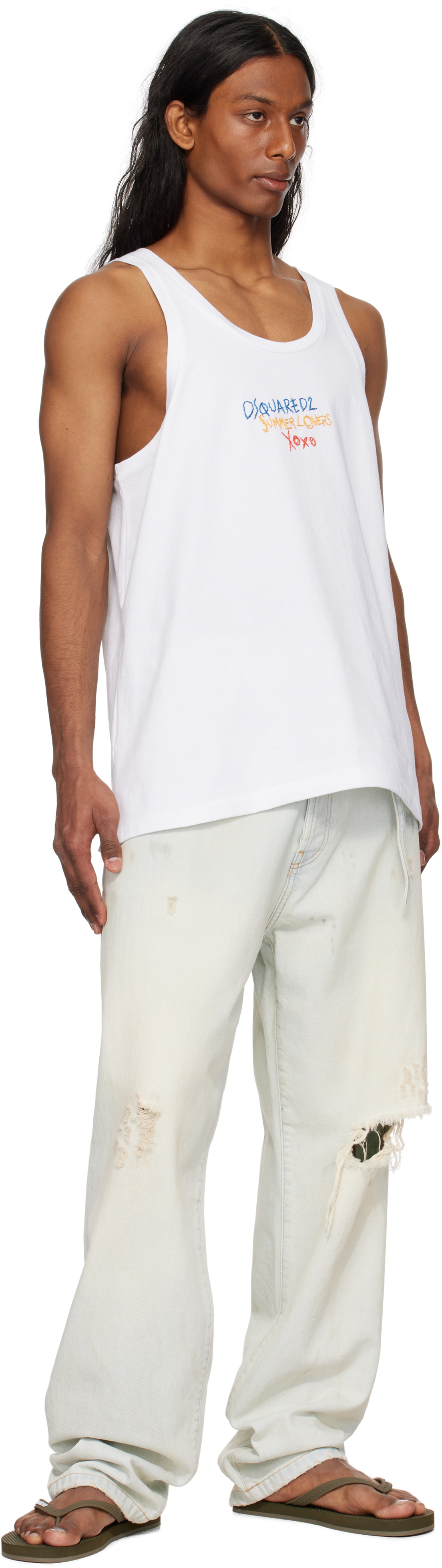 Dsquared2 White 'Summer Lovers' Sport Fit Tank Top