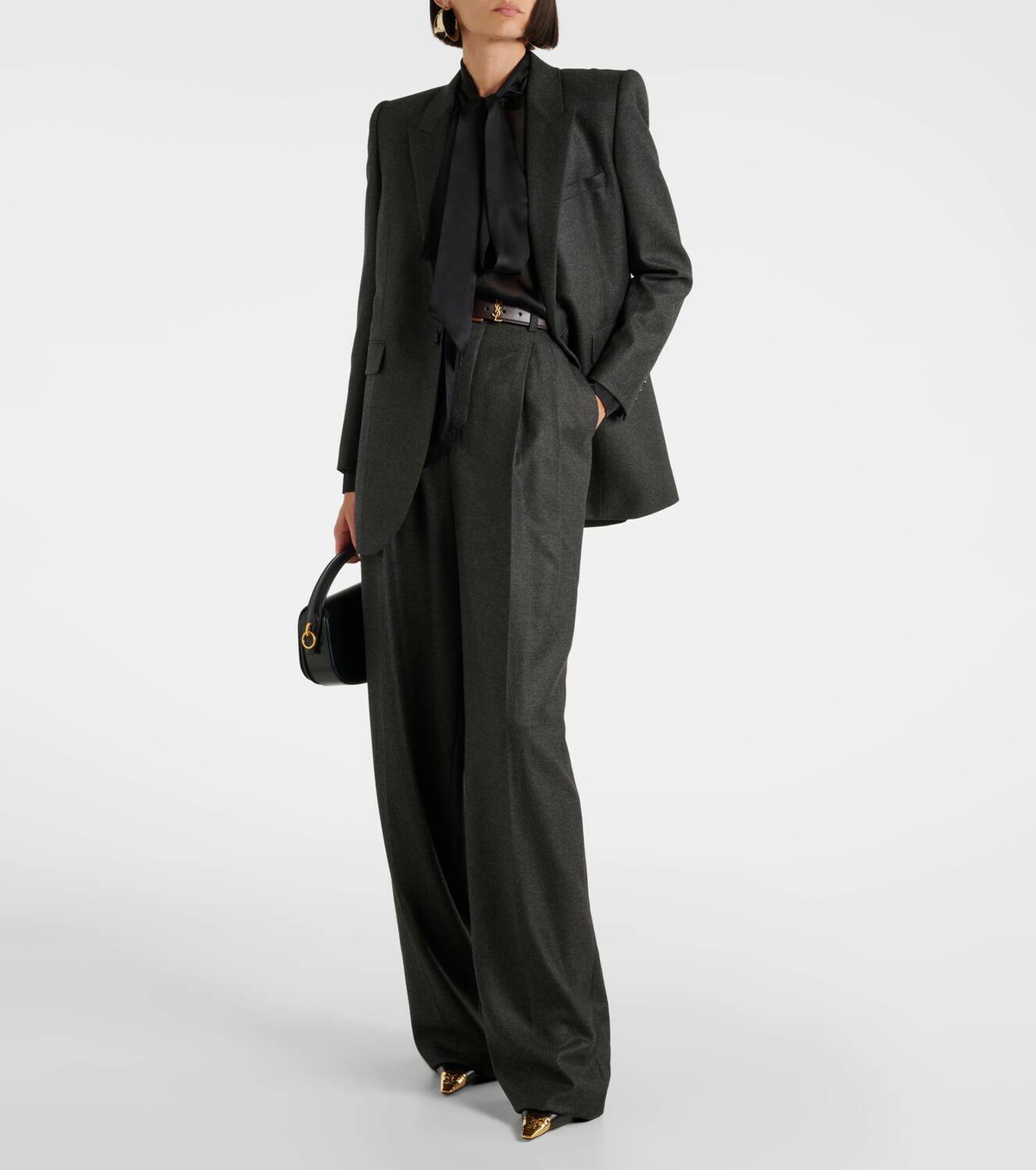 パンツ Saint Laurent Pleat pants SAINT LAURENT Pleated wool straight-leg pants | NET-A-PORTER