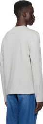 AMI Paris Gray Bonded Long Sleeve T-Shirt