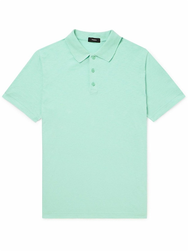 Photo: Theory - Bron Slub Cotton-Jersey Polo Shirt - Green