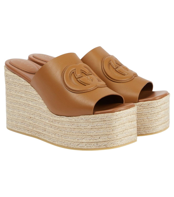 Photo: Gucci GG leather espadrille wedges