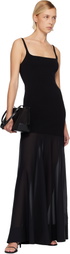 St. Agni Black Sheer Silk Circle Hem Maxi Dress