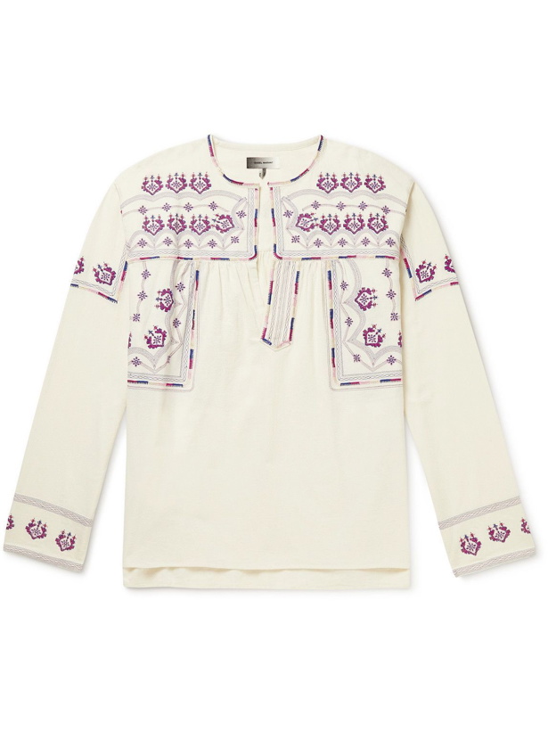 Photo: Isabel Marant - Embroidered Cotton Shirt - Neutrals