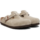 Birkenstock Taupe Regular Boston Soft Footbed Suede Leather Loafers