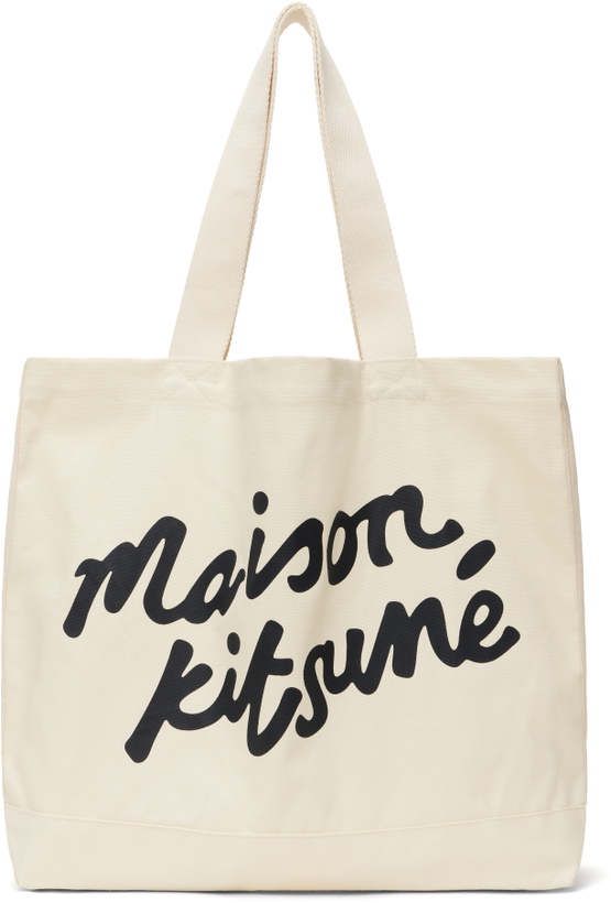 Photo: Maison Kitsuné Off-White 'Maison Kitsuné' Handwriting Tote