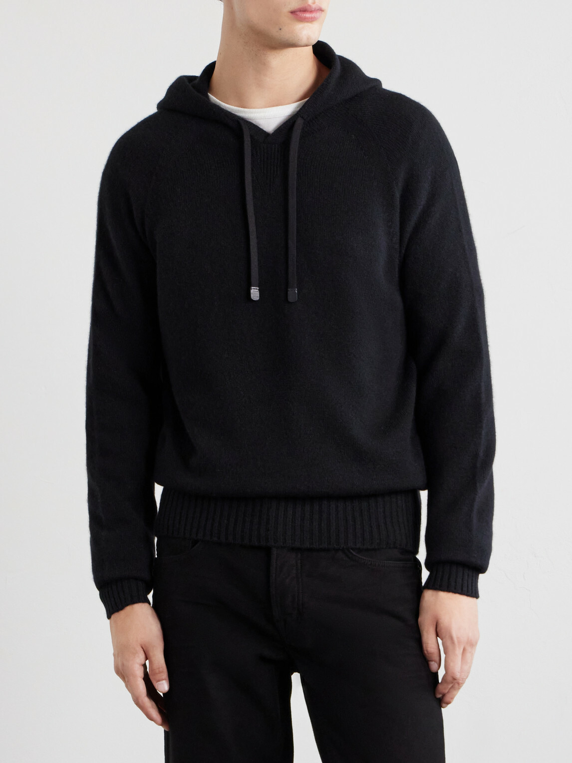 TOM FORD - Logo-Embroidered Cashmere Hoodie - Black