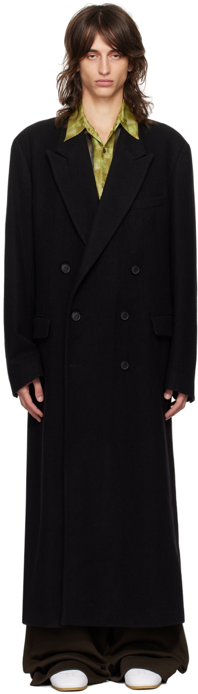 ジャケット・アウター 90s dries van noten doublebreasted coat Dries Van Noten Black Double-Breasted Coat Dries Van Noten