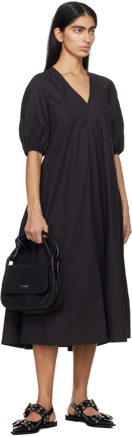 ganni v neck midi dress Ganni Puff-sleeve V-neck Midi Dress