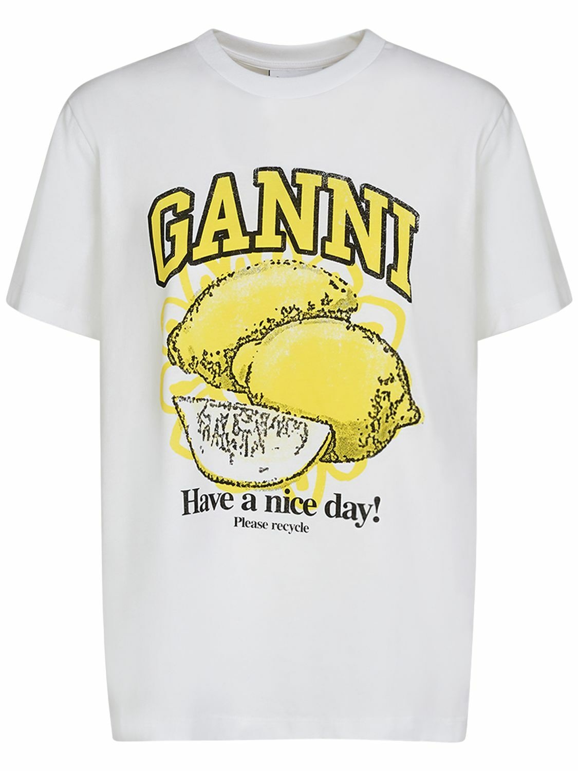 Photo: GANNI - Lemon Print Cotton Jersey T-shirt
