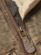 Polo Ralph Lauren - Distressed Shearling Bomber Jacket - Brown