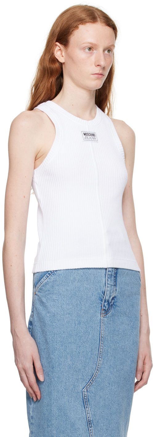 Moschino Jeans White Patch Tank Top