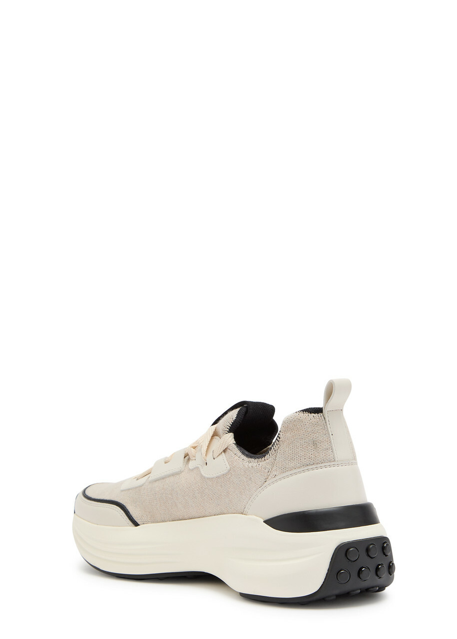 Tods Sportiva 81L Panelled Knit Sneakers Black And White