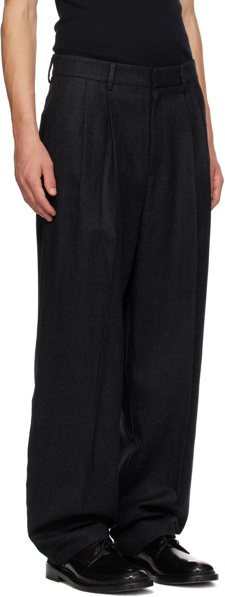 LE17SEPTEMBRE Gray Two-Tuck Wool Trousers