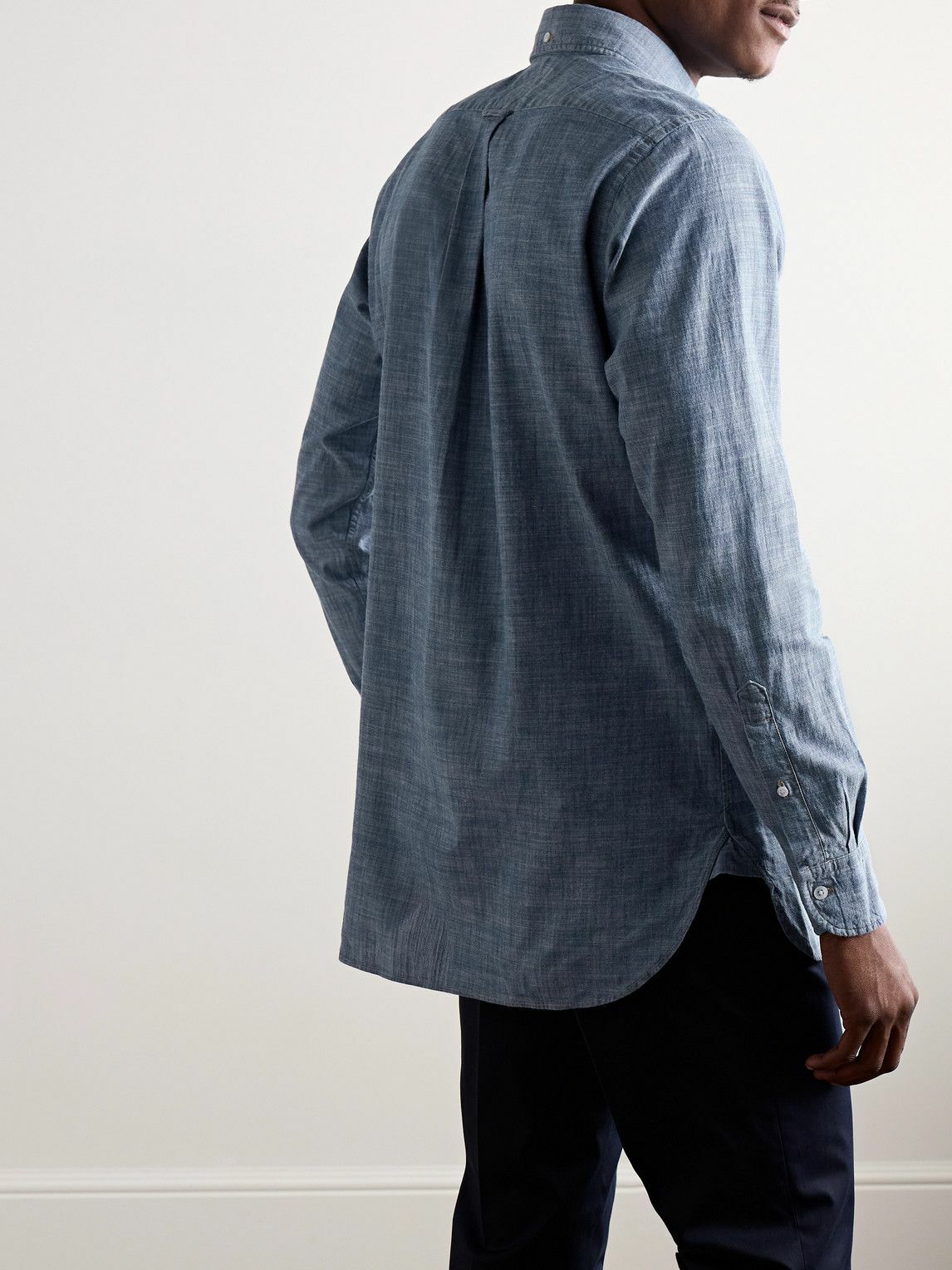 Kingsman - Button-Down Collar Cotton-Chambray Shirt - Blue