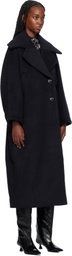 GANNI Navy Recycled Wool Coat