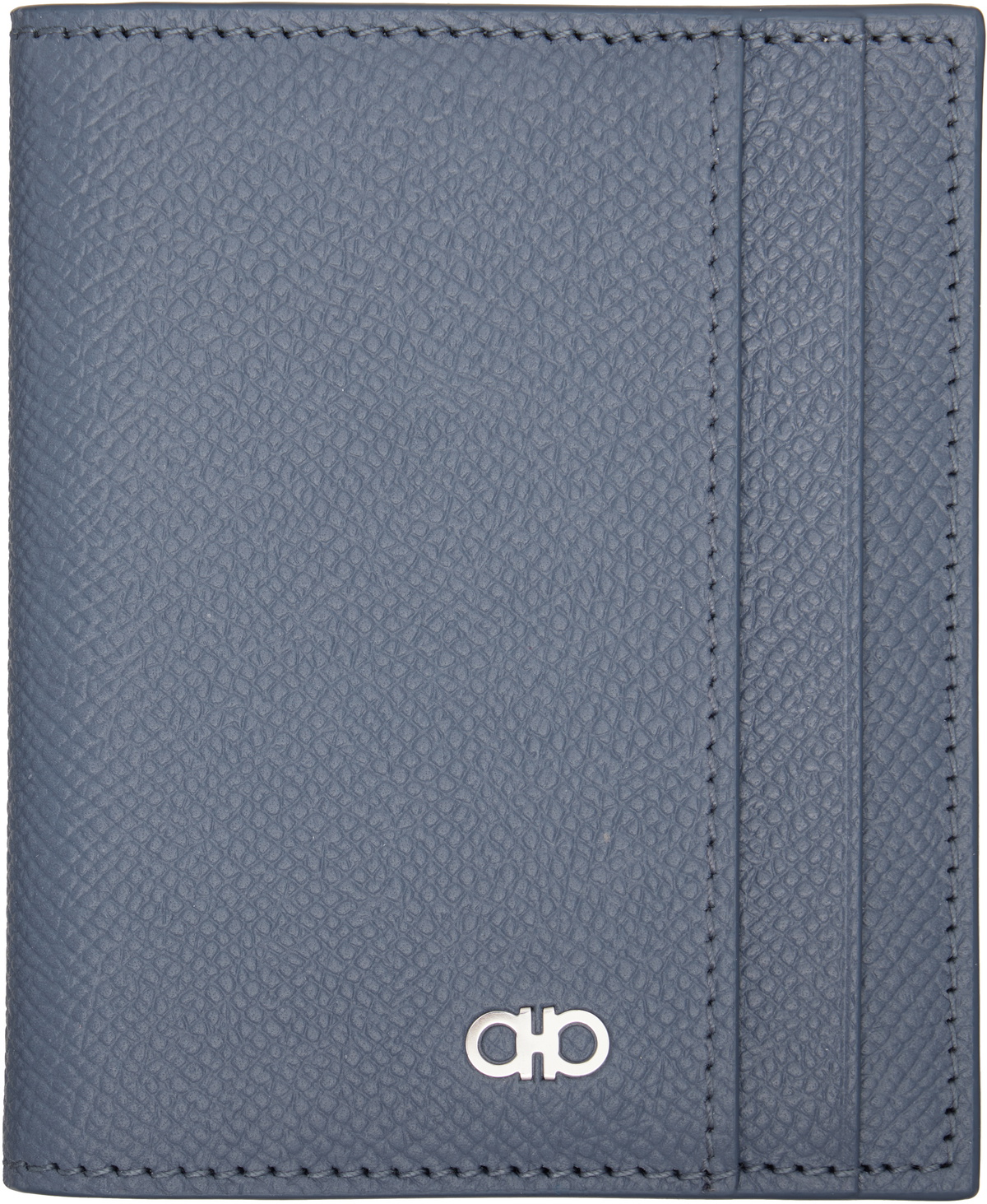 Ferragamo Blue Gancini Window Credit Card Holder